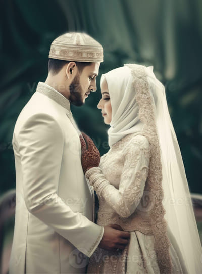 Muslim couple celebrating their marriage